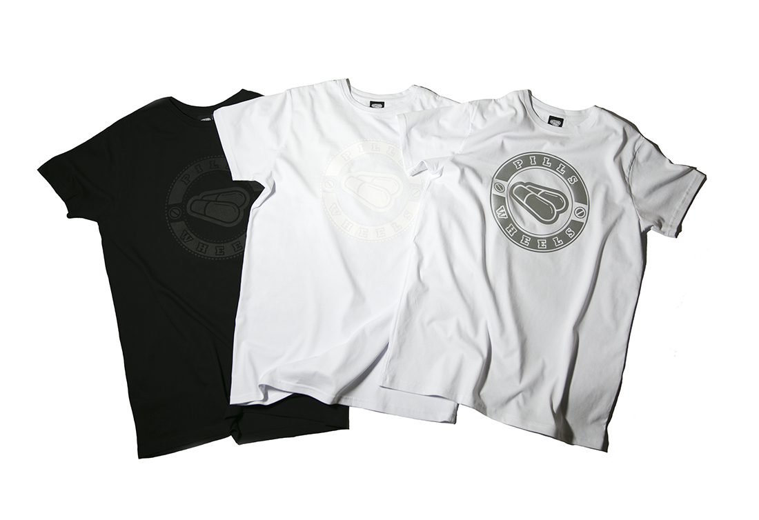 3 футболки PILLS WHEELS - REFLECTIVE, WHITE, BLACK