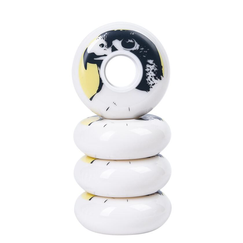 Aggressive inline skating wheels 64 mm 90A with bullet profile and bird print