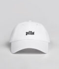 white cap with black blackletter embroidery frontsideview